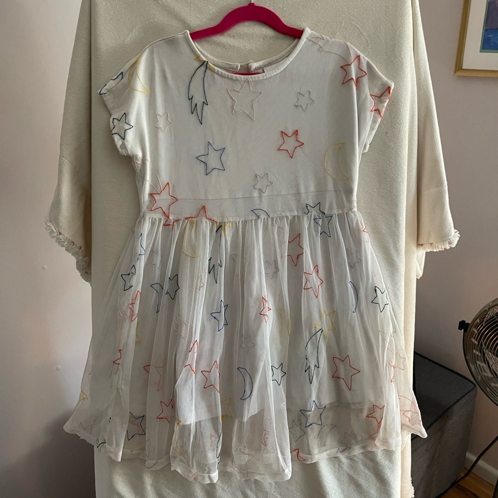 Hanna Andersson Tulle Embroidered Shooting Stars Dress, Size 8